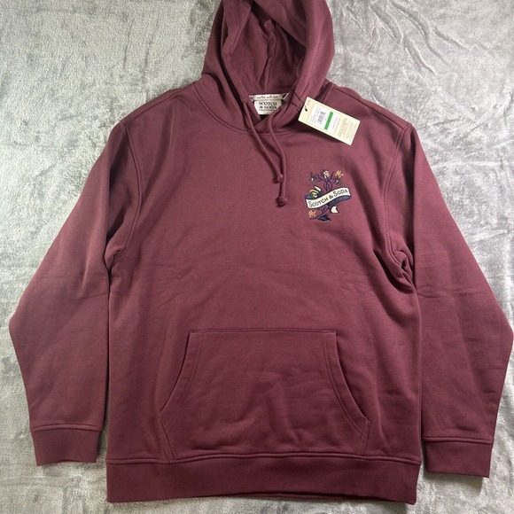 Scotch & Soda Other - Scotch & Soda Red Wine Relaxed Fit Fleece Graphic‎ Hoodie (Size L) New With Tags